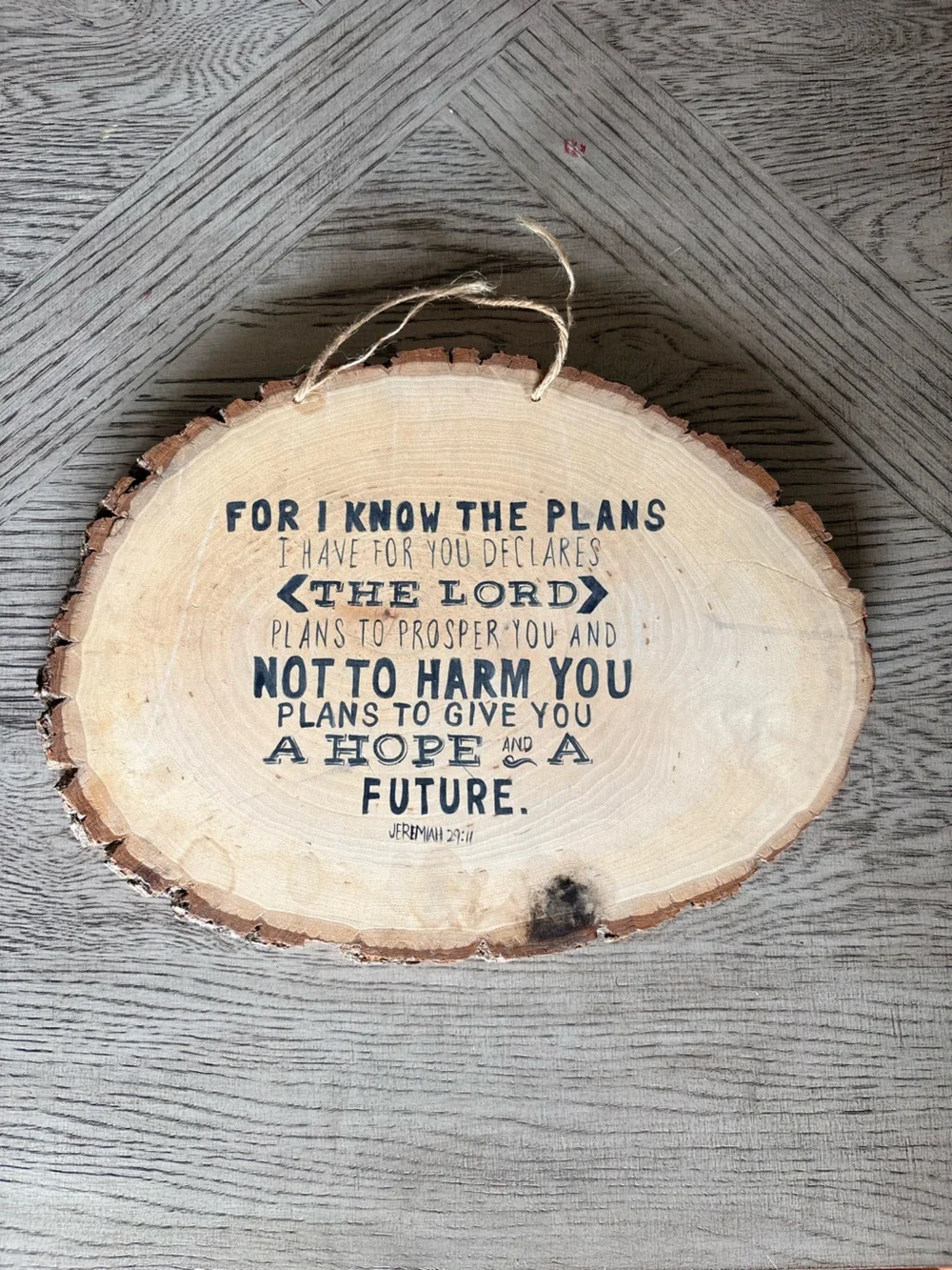 Rustic Black & Natural Wood 'A Hope & A Future' Wall Plaque - handmade